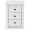 White Nightstand 3 Drawer Particle Board MDF Sleek Design Bedside Table